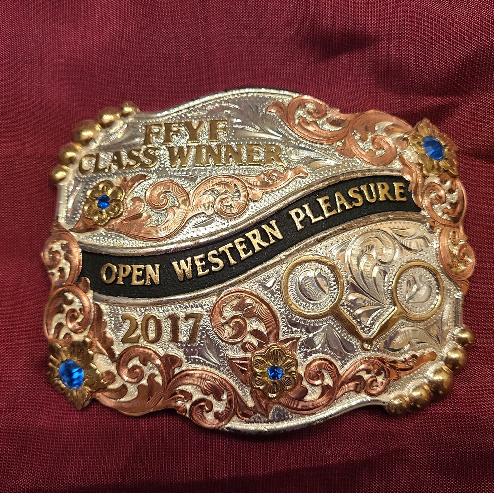 2017 Horse Show Western Pleasure Trophy Belt Buckle Molly's Custom Silver